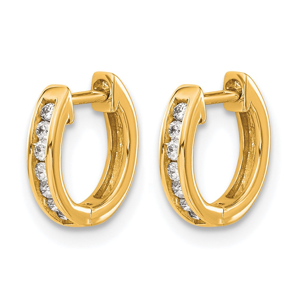 10k Gold Polished Diamond Hinged Hoop Earrings