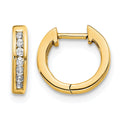 10k Gold Polished Diamond Hinged Hoop Earrings