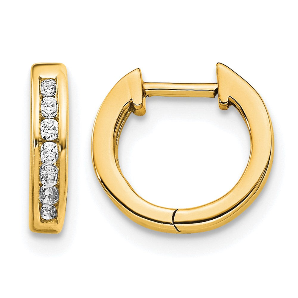 10k Gold Polished Diamond Hinged Hoop Earrings