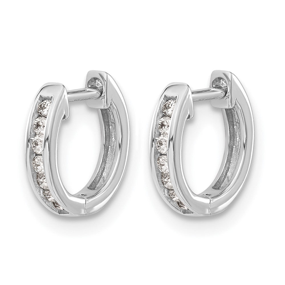14k White Gold Diamond Hinged Hoop Earrings
