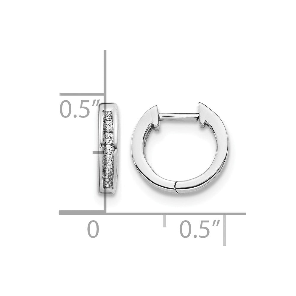 14k White Gold Diamond Hinged Hoop Earrings