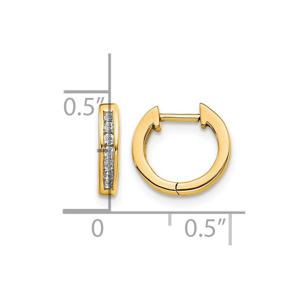14k Gold Polished Diamond Hinged Hoop Earrings