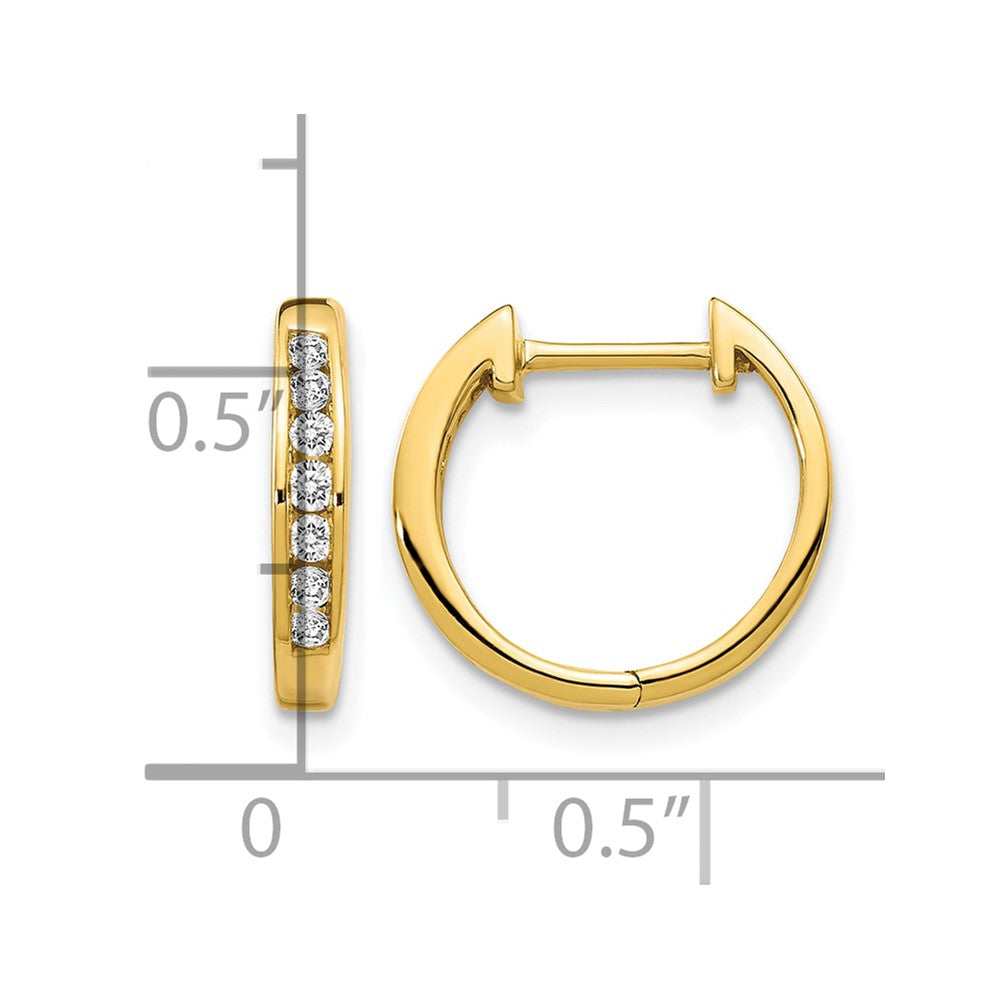 10k Gold Polished Diamond Hinged Hoop Earrings