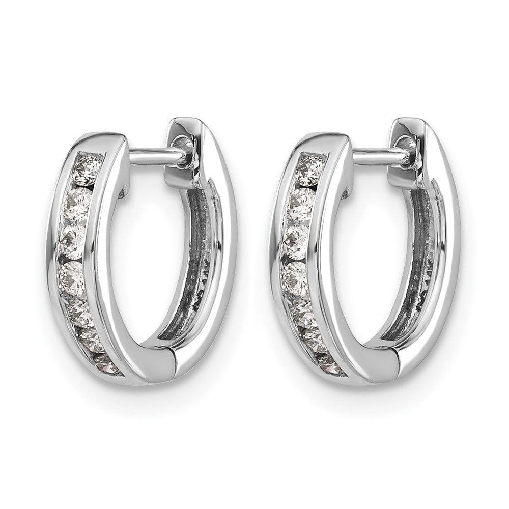 14k White Gold Diamond Hinged Hoop Earrings