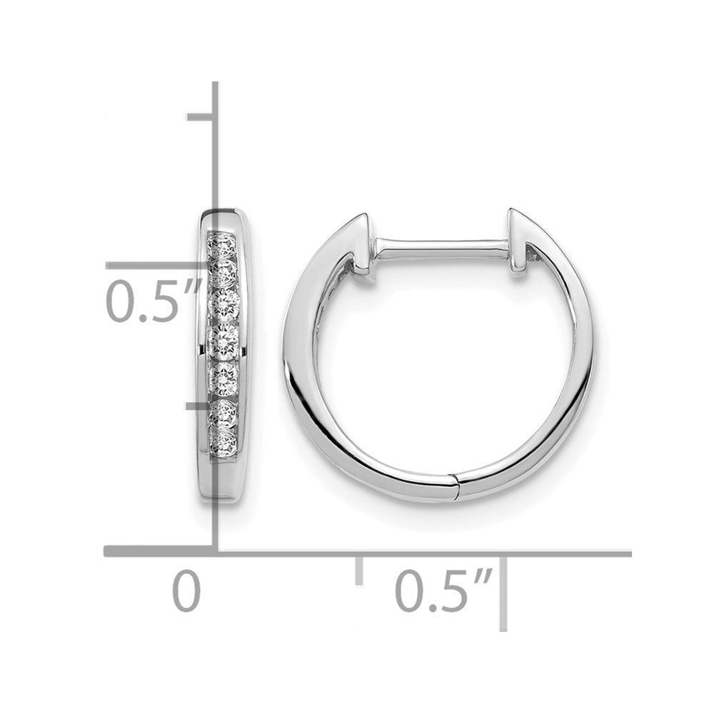 14k White Gold Diamond Hinged Hoop Earrings