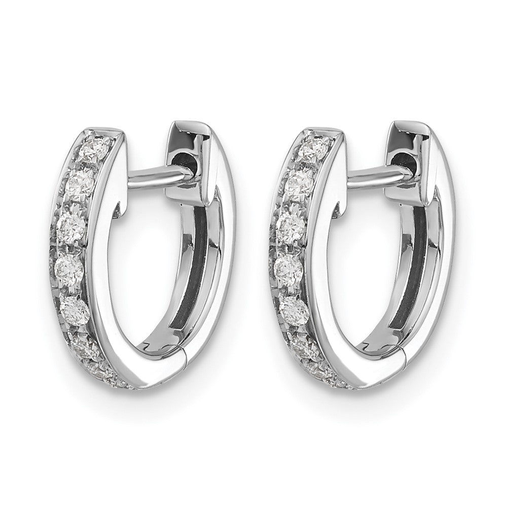 14k White Gold Diamond Hinged Hoop Earrings