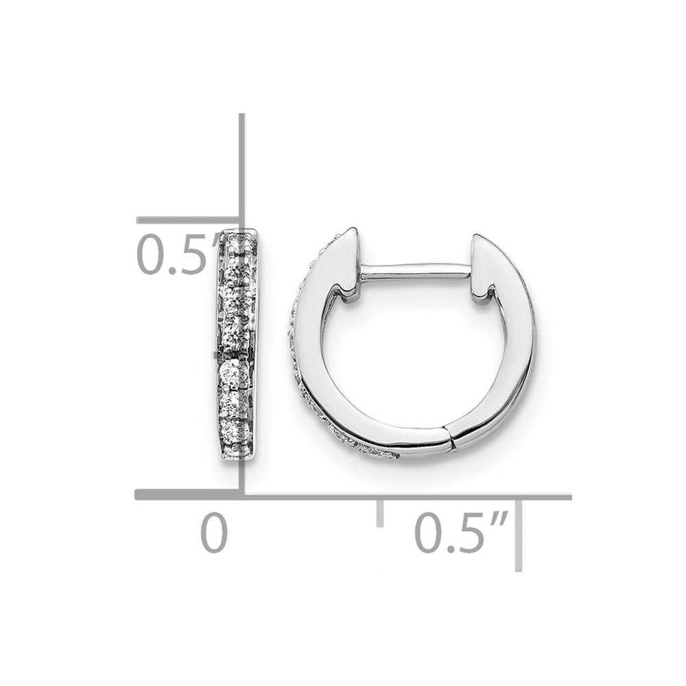 14k White Gold Diamond Hinged Hoop Earrings