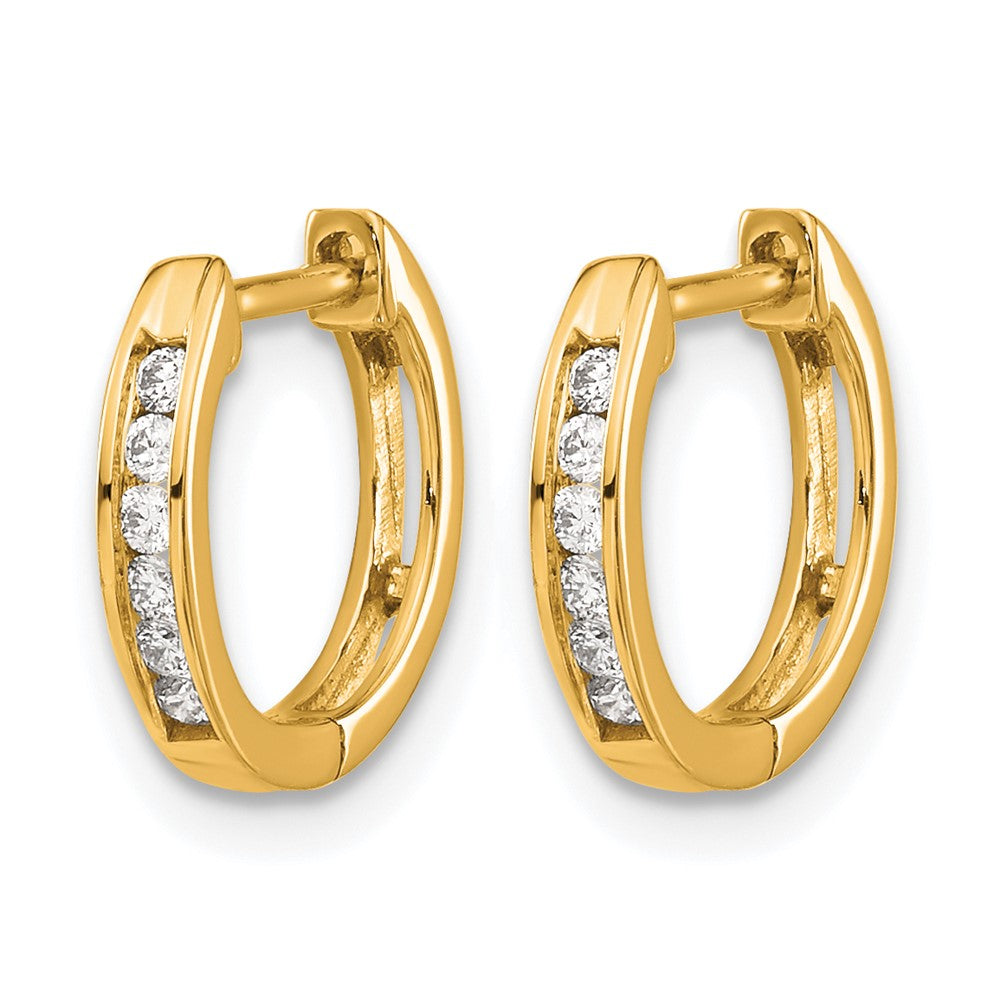 10k Gold Polished Diamond Hinged Hoop Earrings