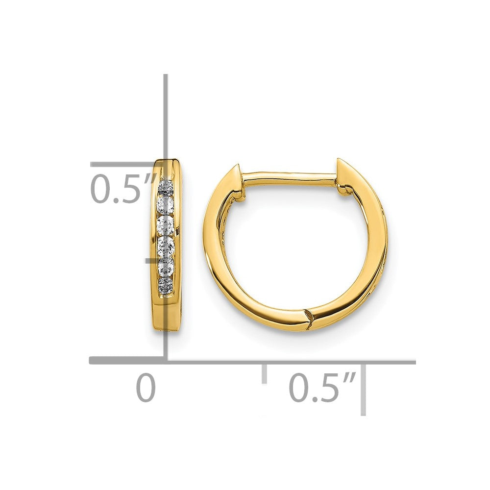 10k Gold Polished Diamond Hinged Hoop Earrings