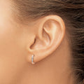 14k Rose Gold Polished Diamond Hinged Hoop Earrings
