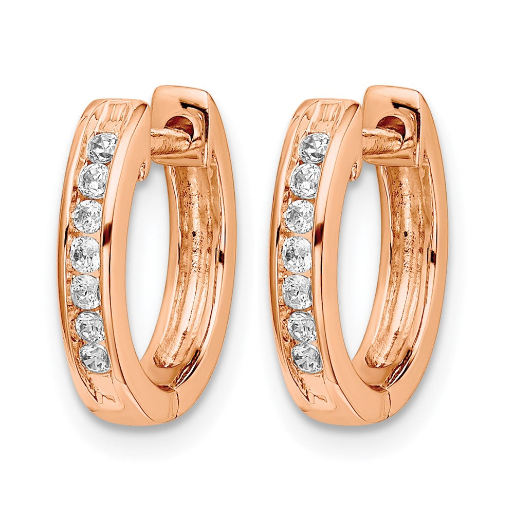 14k Rose Gold Diamond Hinged Hoop Earrings