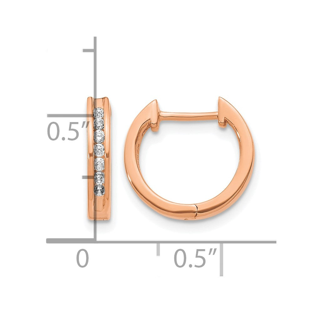 14k Rose Gold Diamond Hinged Hoop Earrings