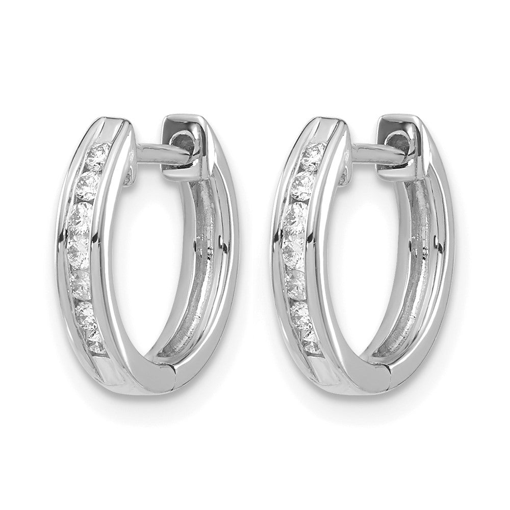 14k White Gold Diamond Hinged Hoop Earrings