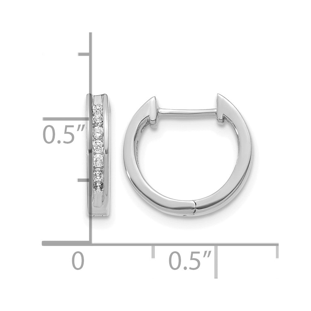 14k White Gold Diamond Hinged Hoop Earrings