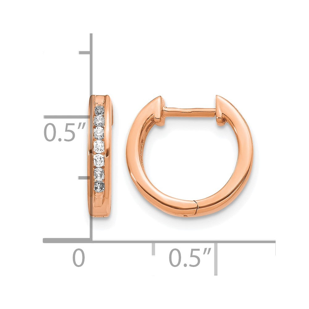 14k Rose Gold Diamond Hinged Hoop Earrings