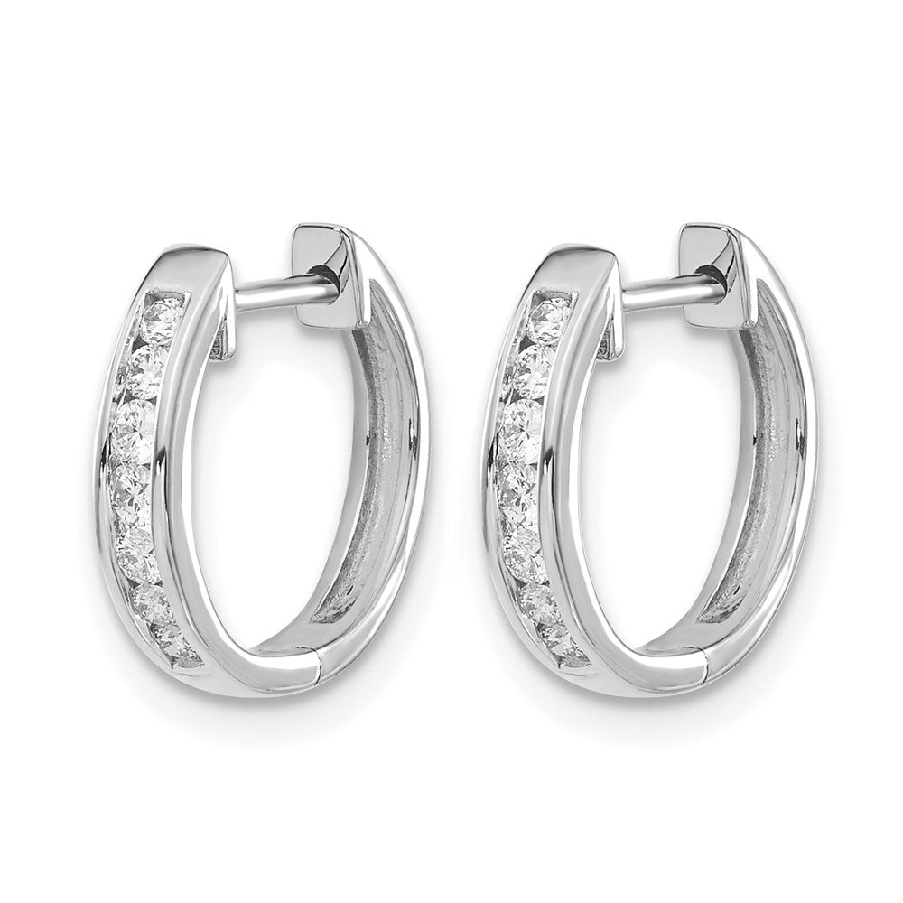 14k White Gold Diamond Hinged Hoop Earrings