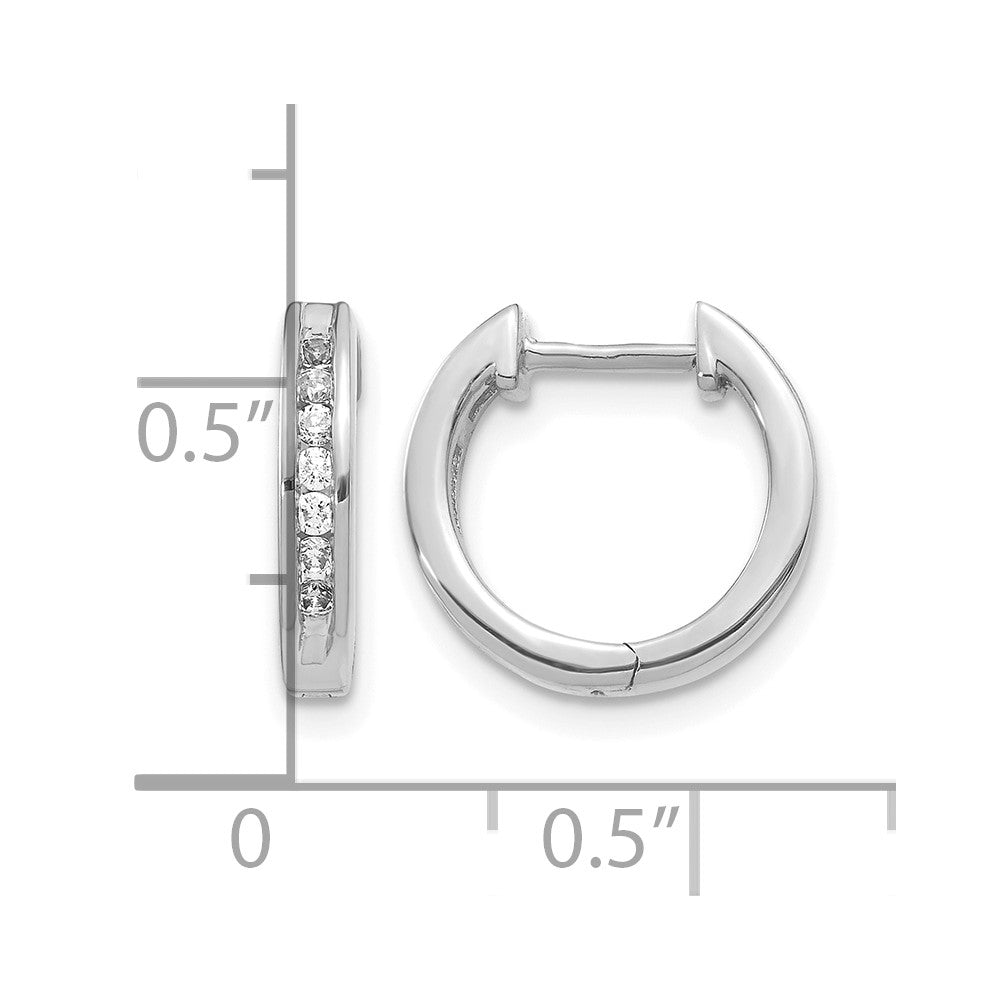 14k White Gold Diamond Hinged Hoop Earrings