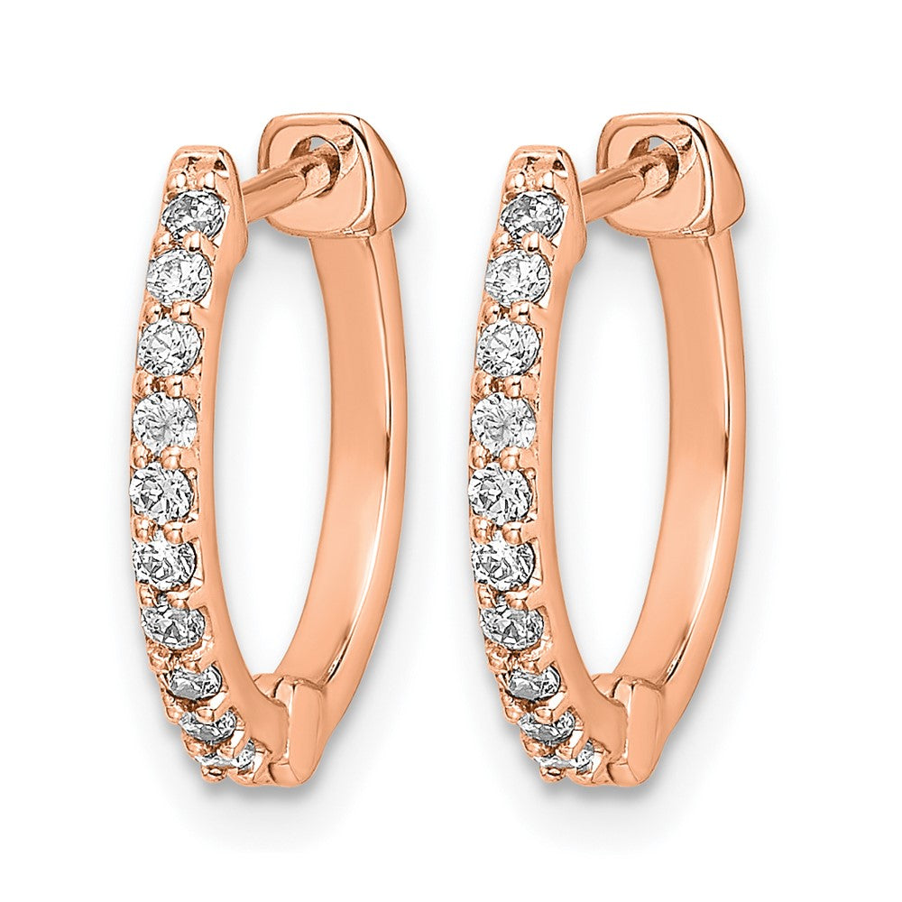 14k Rose Gold Diamond Hinged Hoop Earrings