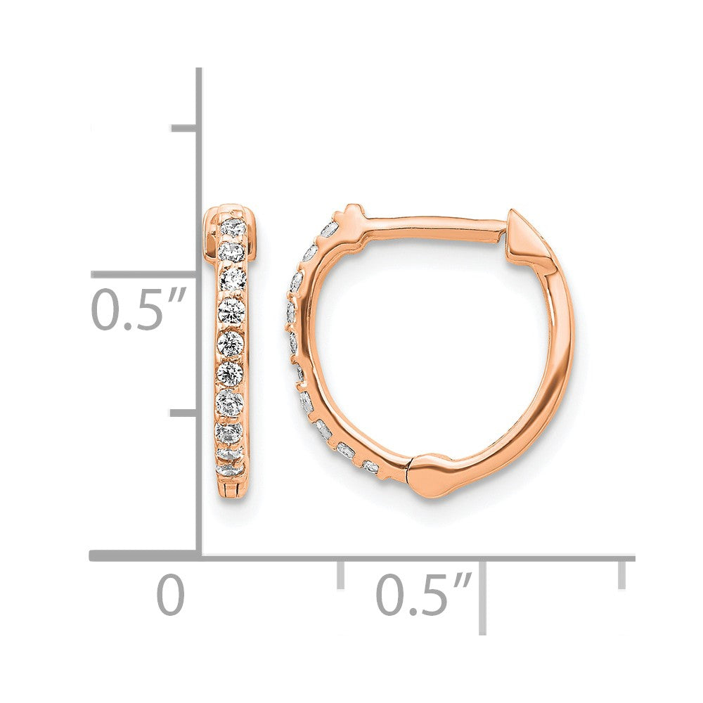 14k Rose Gold Diamond Hinged Hoop Earrings