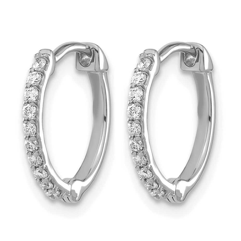 14k White Gold Diamond Hoop Earrings
