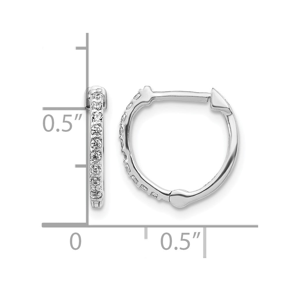14k White Gold Diamond Hoop Earrings