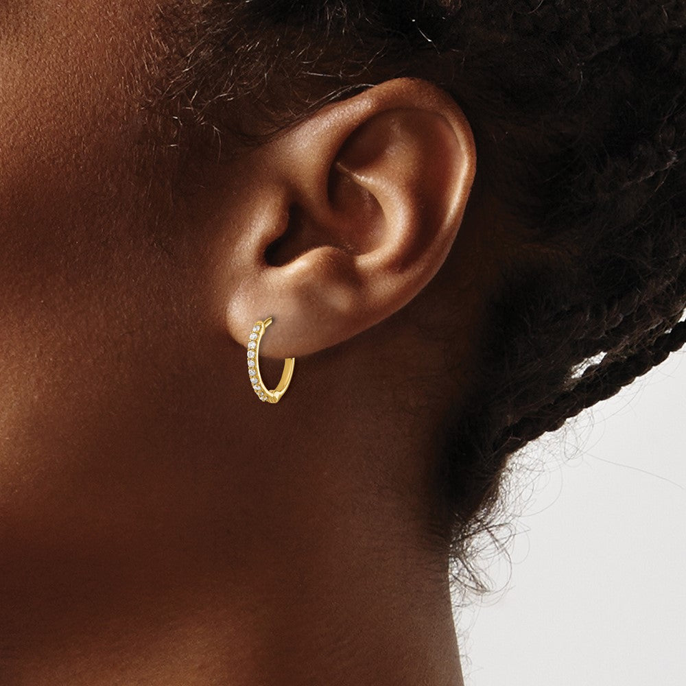 14k Diamond Hinged Hoop Earrings