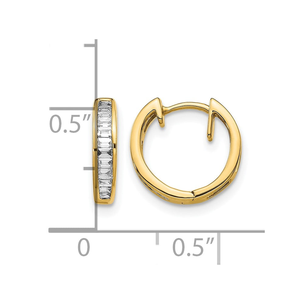 10k Baguette Diamond Hinged Hoop Earrings