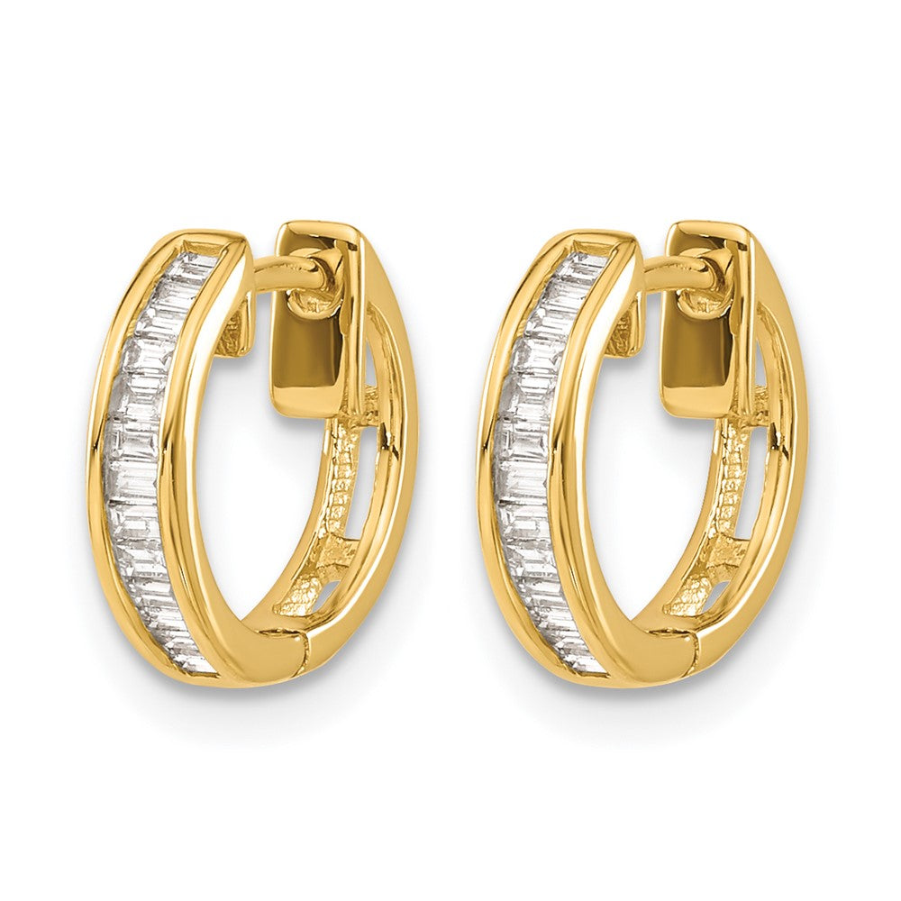 14k Baguette Diamond Hinged Hoop Earrings