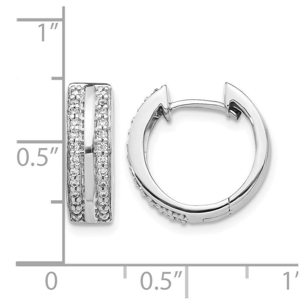 14k White Gold 2-row Diamond Hinged Hoop Earrings