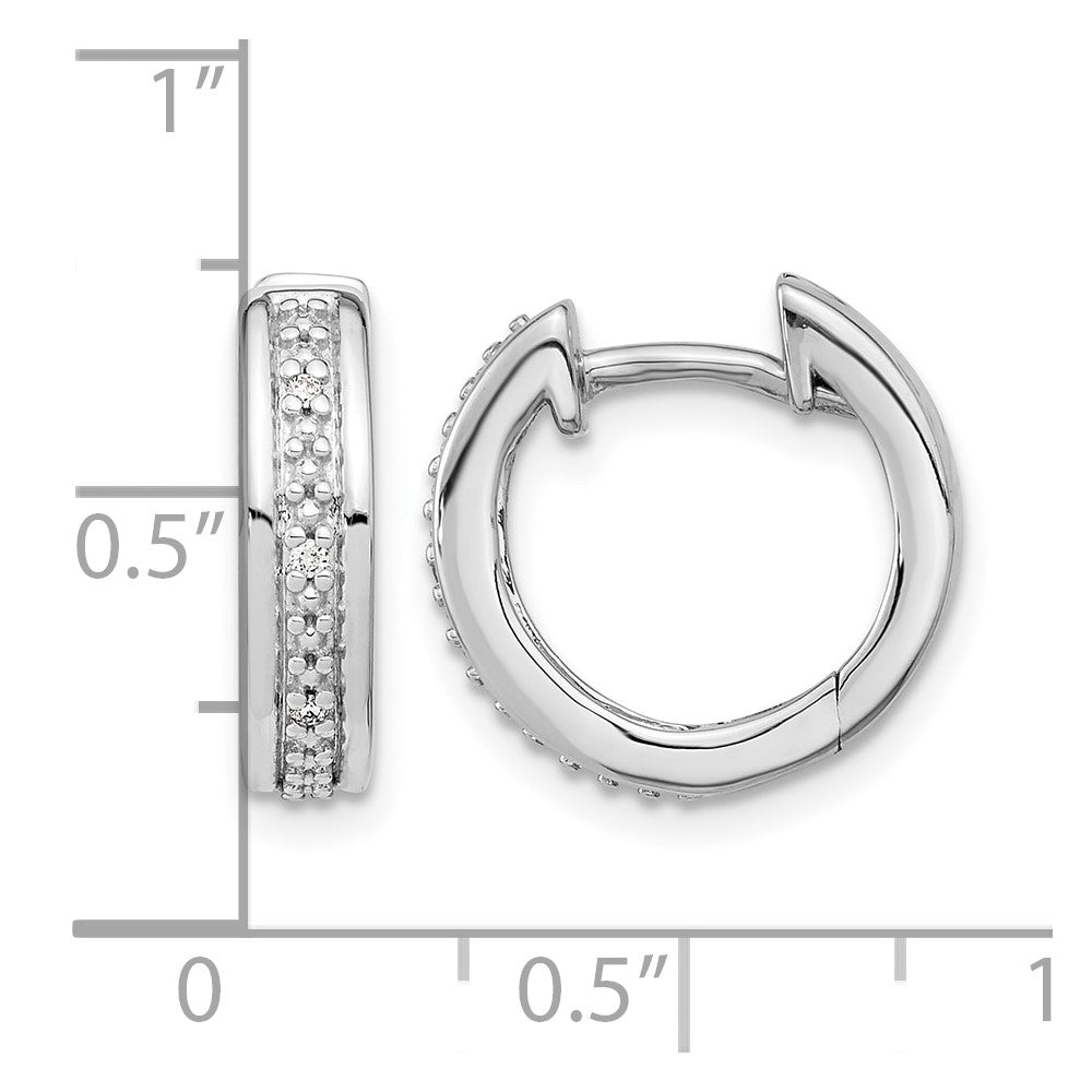 10k White Gold Diamond Complete Hinged Hoop Earrings