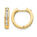 14k Round/Baguette Diamond Hinged Hoop Earrings