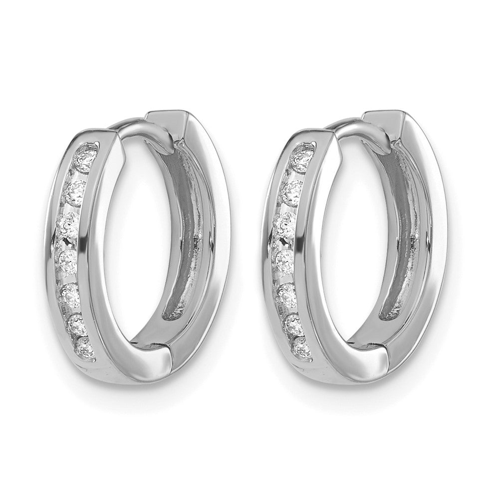14k White Gold Diamond Hinged Hoop Earrings