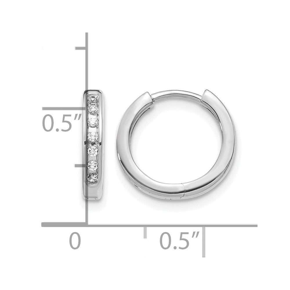 14k White Gold Diamond Hinged Hoop Earrings