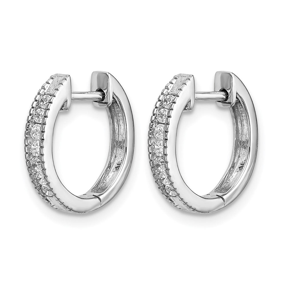 14k White Gold Diamond Hinged Hoop Earrings