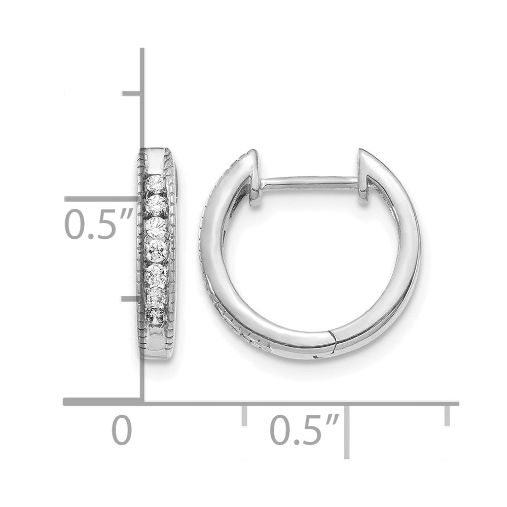 14k White Gold Diamond Hinged Hoop Earrings