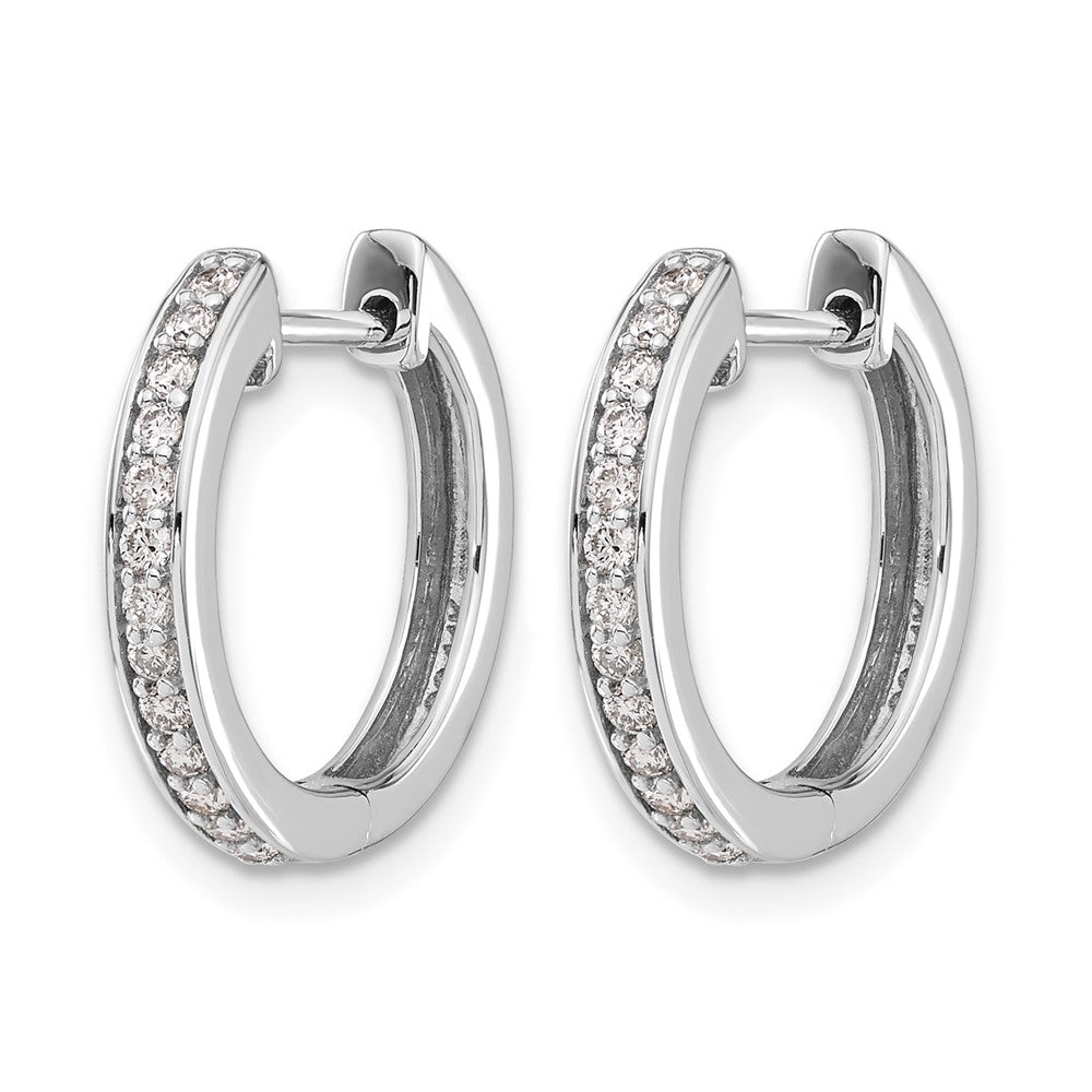 14k White Gold Diamond Complete Hinged Hoop Earrings