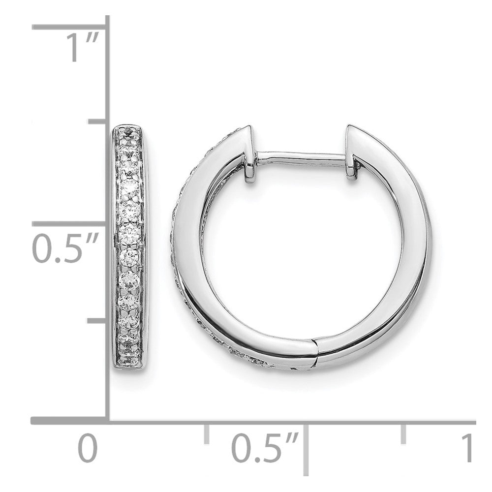 14k White Gold Diamond Complete Hinged Hoop Earrings