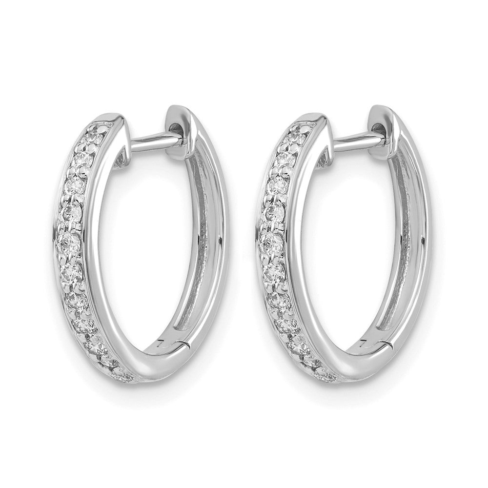 14k White Gold Diamond Complete Hinged Hoop Earrings
