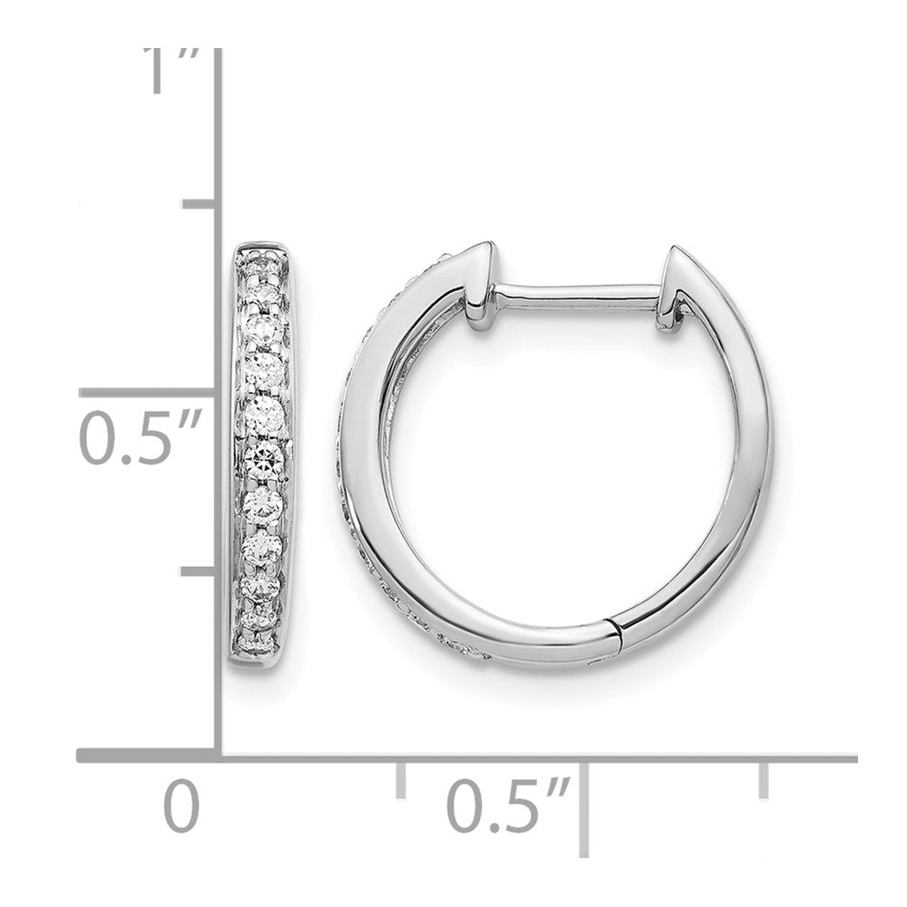 14k White Gold Diamond Complete Hinged Hoop Earrings