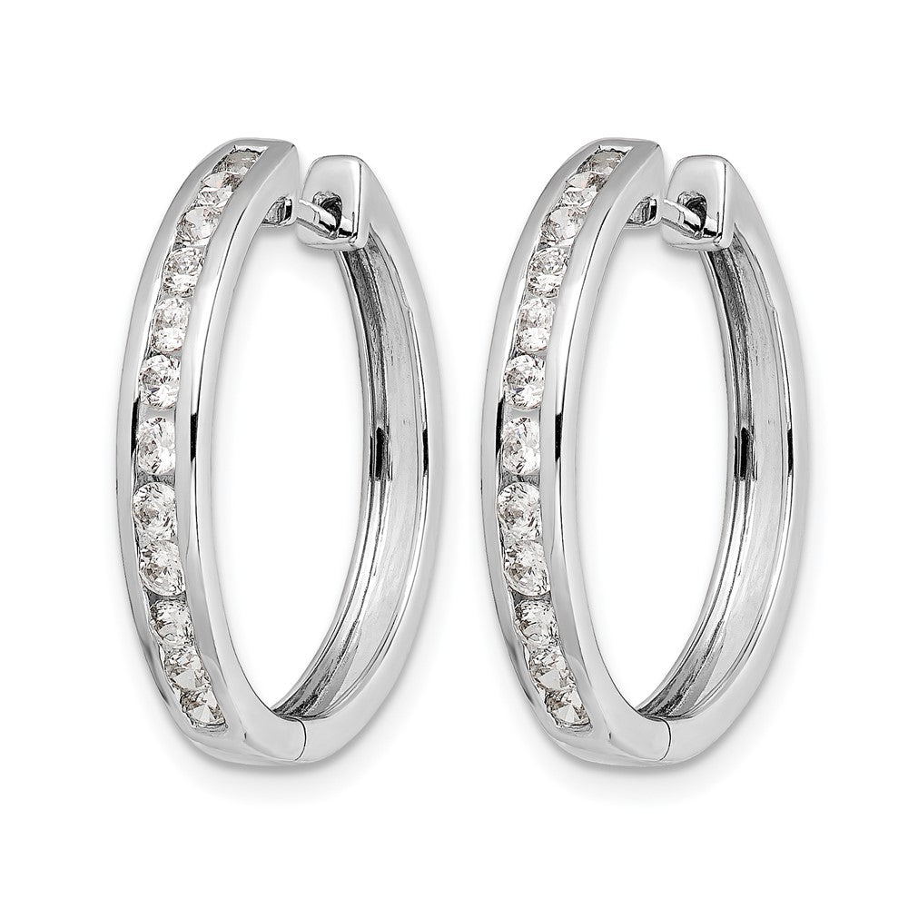14k White Gold Diamond Hinged Hoop Earrings