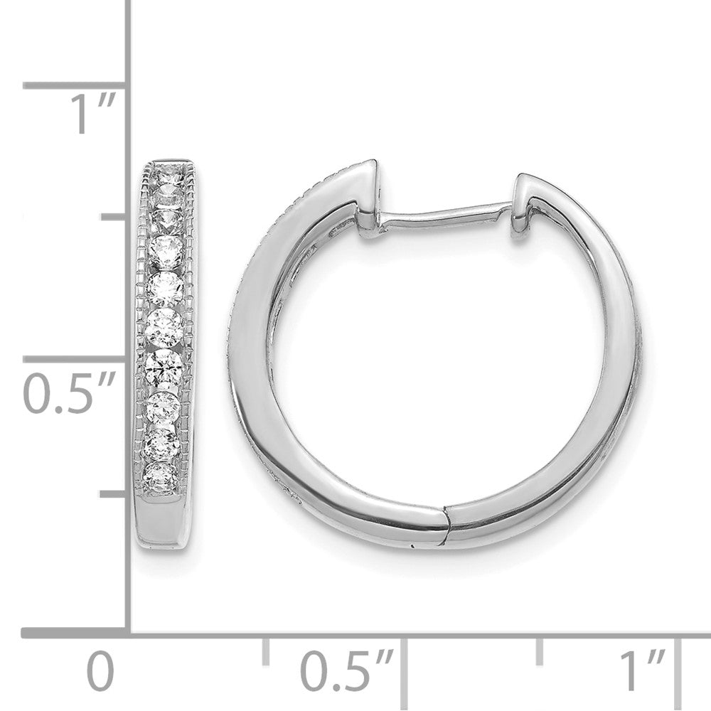 14k White Gold Diamond Hinged Hoop Earrings