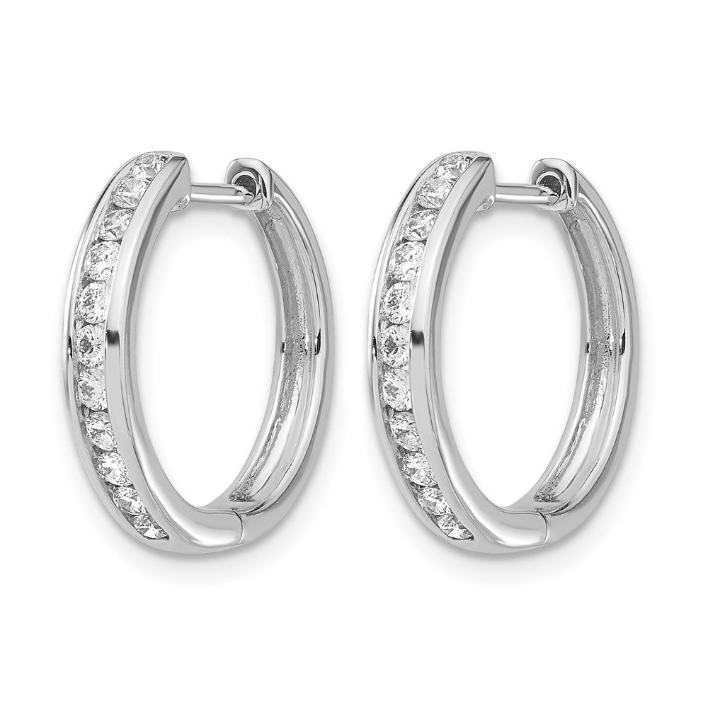 14k White Gold Diamond Hinged Hoop Earrings