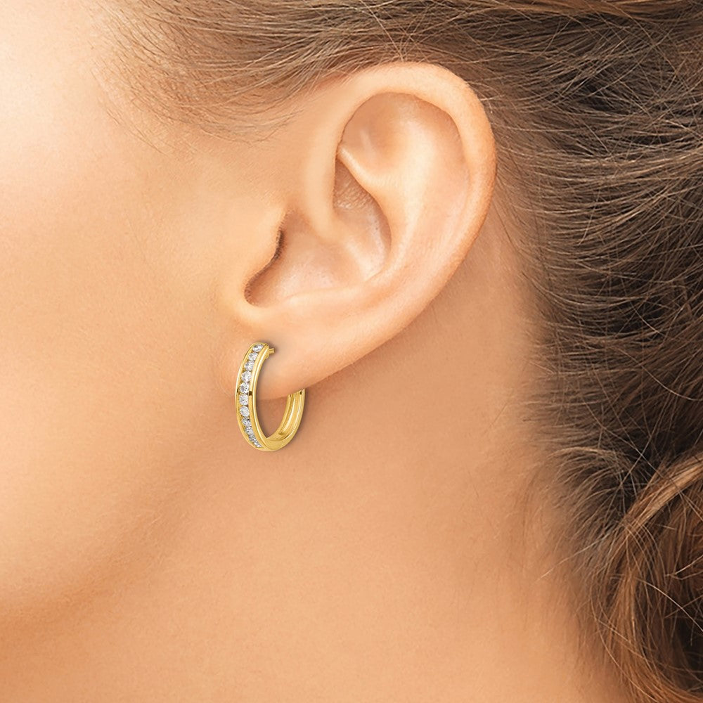 14k Diamond Hinged Hoop Earrings