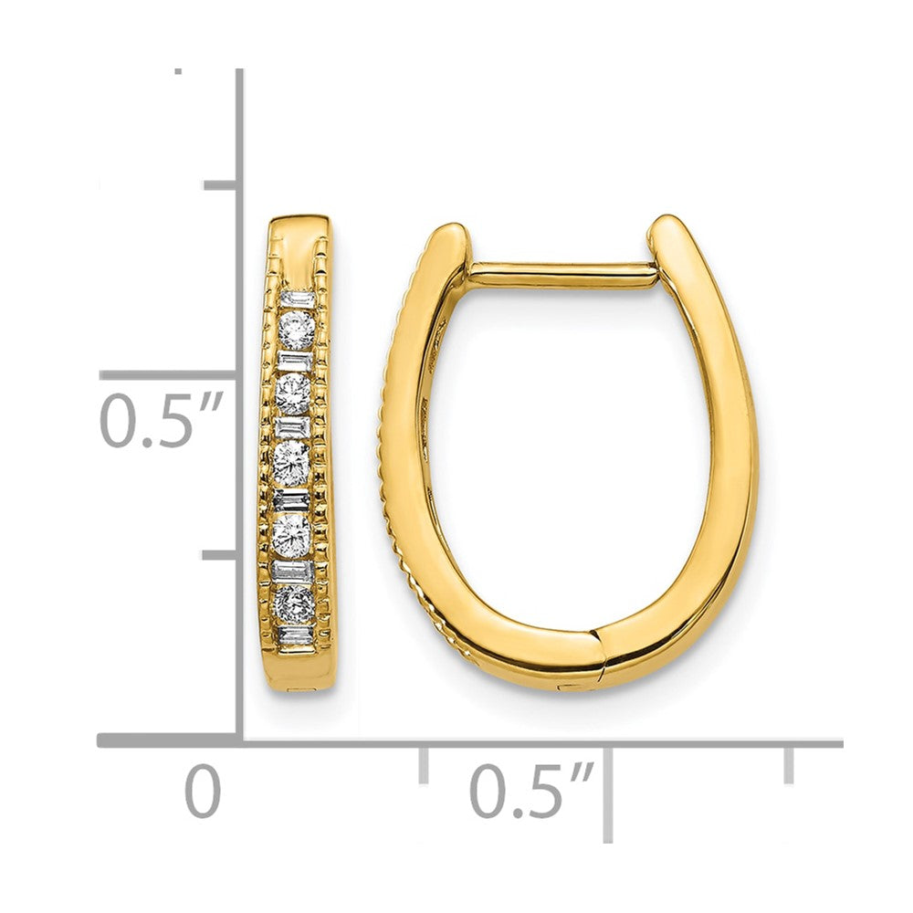 10k Diamond Oval Hinged Hoop Earrings