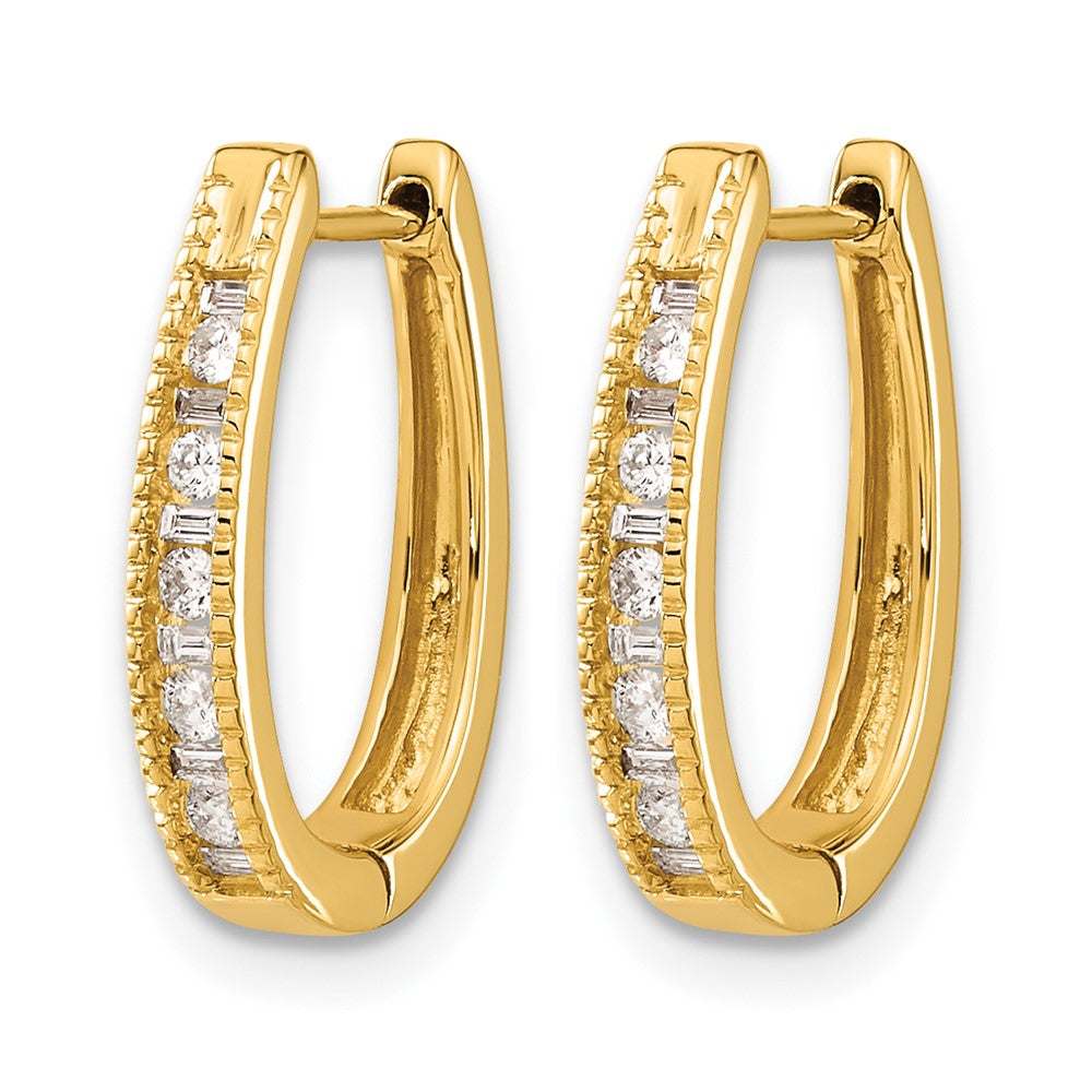 14k Diamond Oval Hinged Hoop Earrings