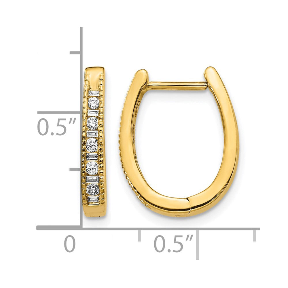 14k Diamond Oval Hinged Hoop Earrings