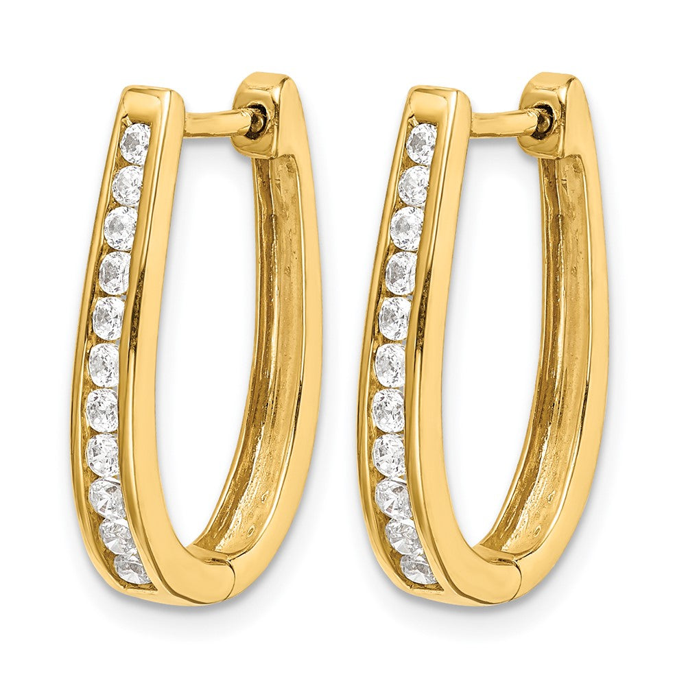 14k Diamond Oval Hinged Hoop Earrings