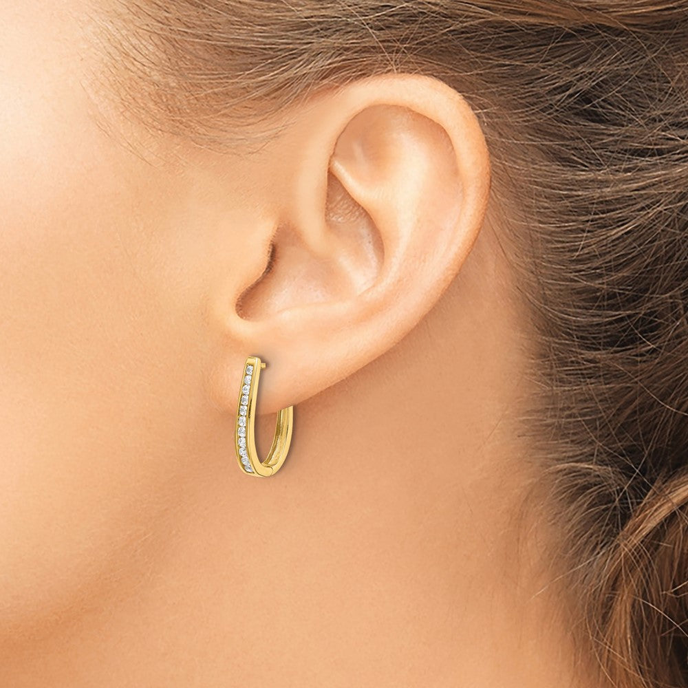 14k Diamond Oval Hinged Hoop Earrings