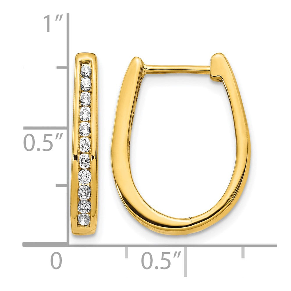 14k Diamond Oval Hinged Hoop Earrings