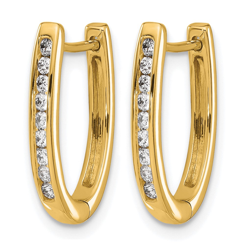 14k Diamond Oval Hinged Hoop Earrings